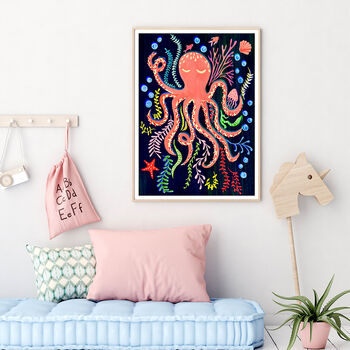 Colourful Octopus Nursery Wall Art, 5 of 9