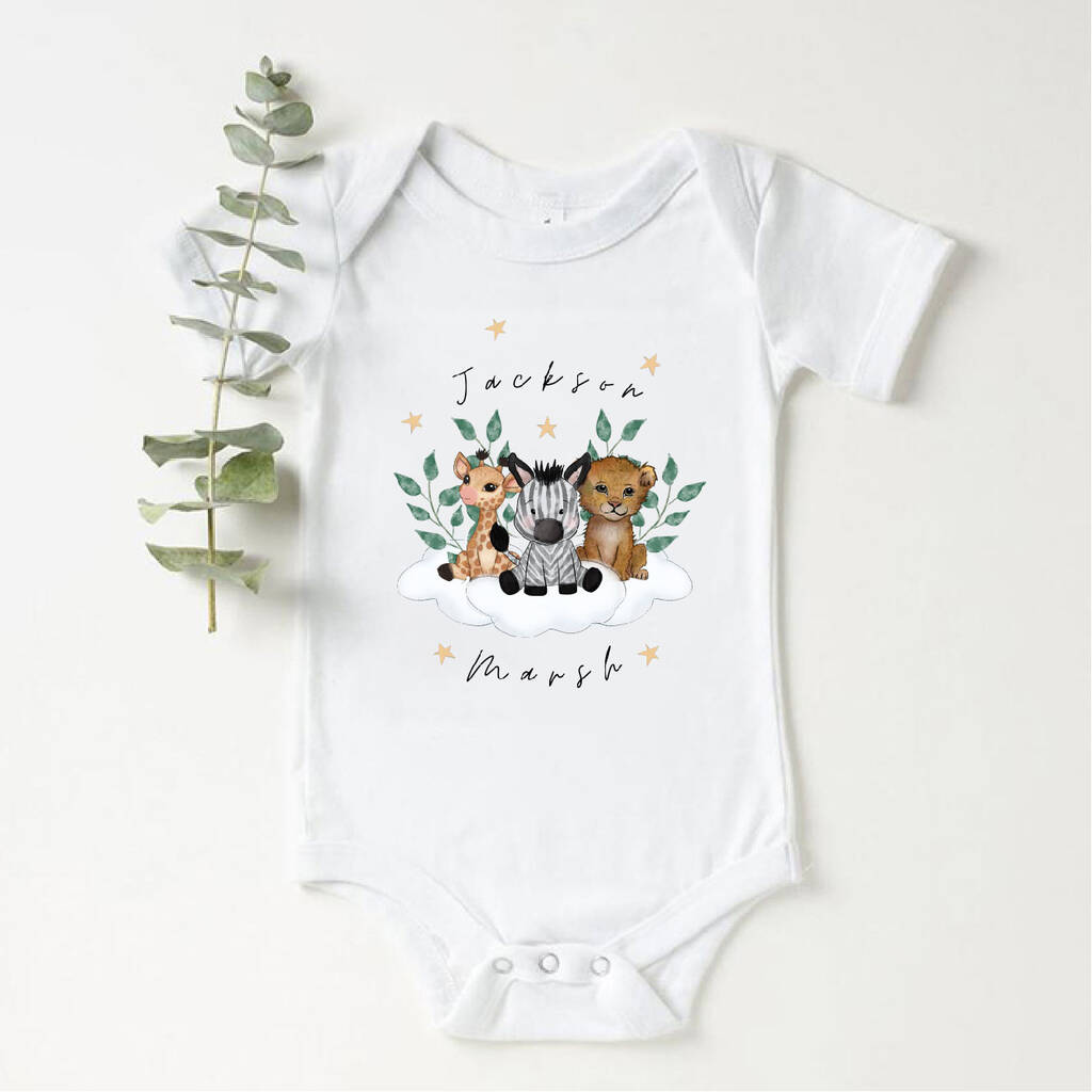 Personalised 'Name' Trio Of Animals Vest By Babbico