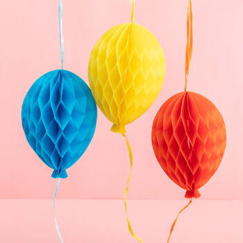 Colourful Balloon Shaped Honeycomb Party Decorations, 2 of 3