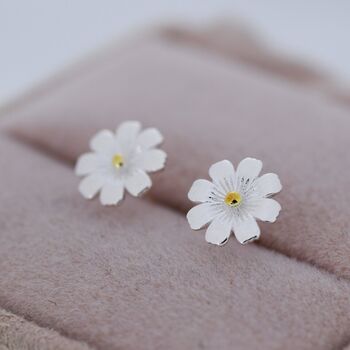 Cosmos Flower Stud Earrings In Sterling Silver, 4 of 12