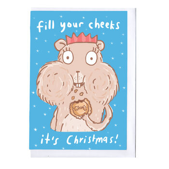 Fill Your Cheeks Hamster Christmas Card, 2 of 2
