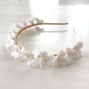 Delicate White Flower Bridal Headpiece, 4 of 5