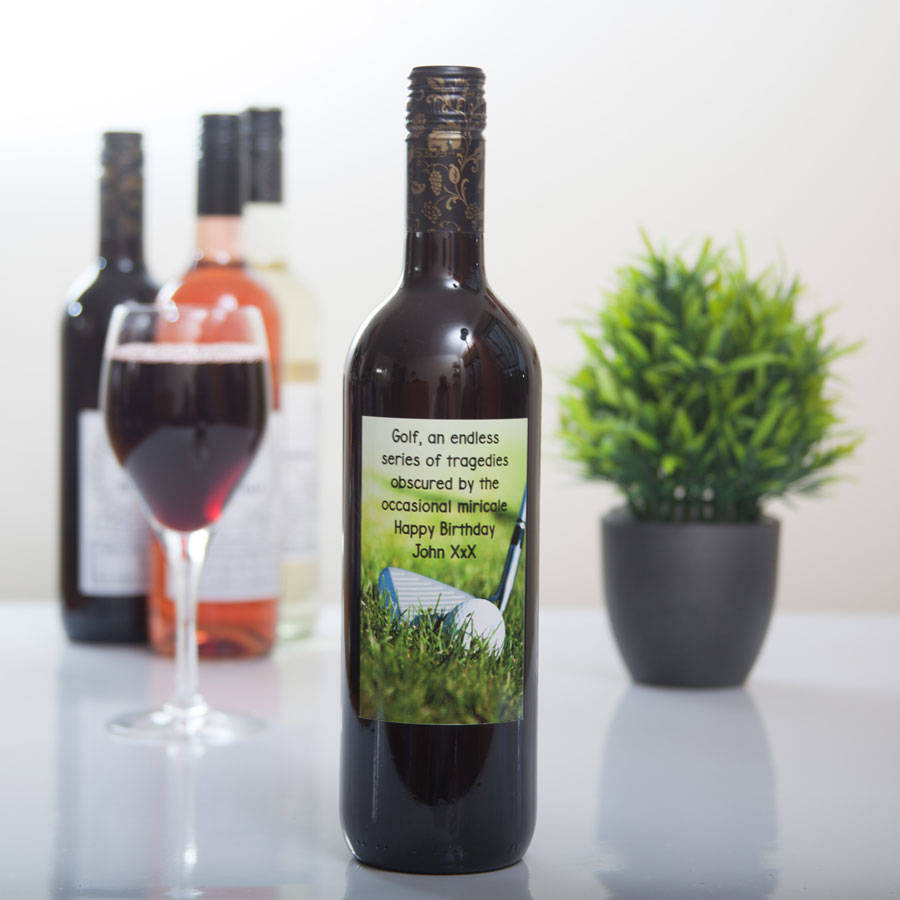 Personalised Golfers Wine Gift With Custom Label, 1 of 5