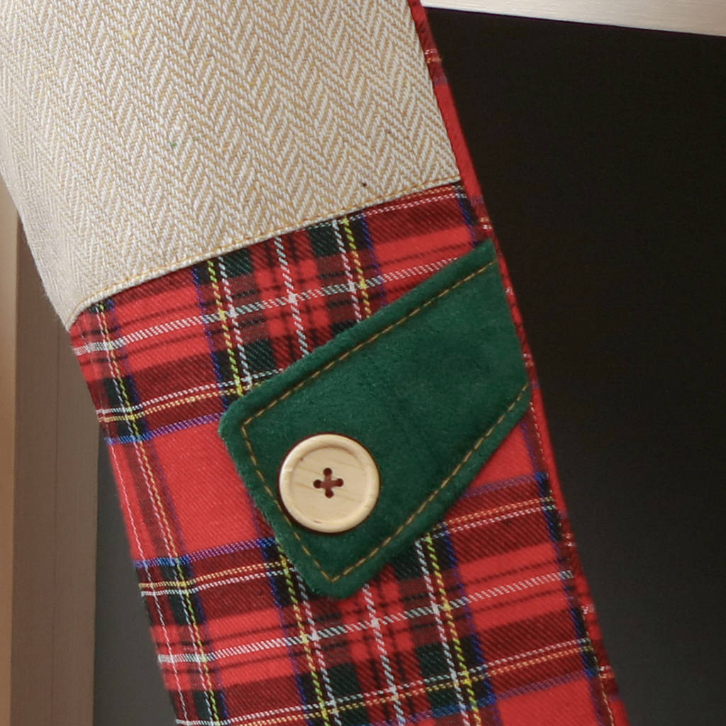 personalised tartan patchwork christmas stocking by dibor ...