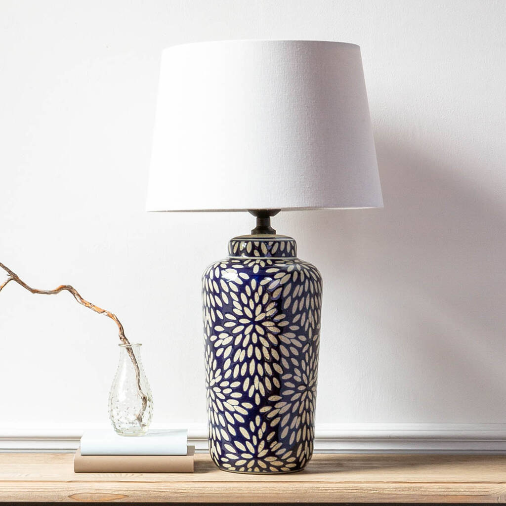 indigo pattern ceramic table lamp by marquis & dawe