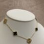 18 K Gold Plated Clover Charm Necklace Gold Black, thumbnail 5 of 5