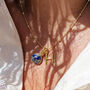 18k Gold Vermeil Plated Initial And Lapis Necklace, thumbnail 1 of 5