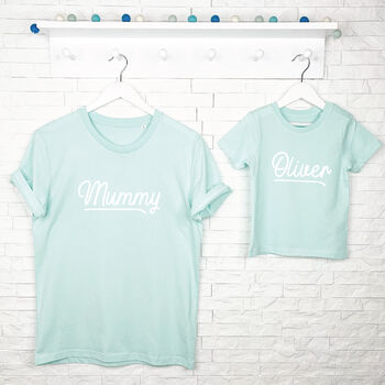 Personalised Matching Adult And Child T Shirt Set, 4 of 4