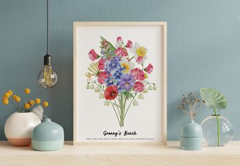 Personalised Birth Flower Mum's Bunch Print, Mother's Day Gift, 6 of 10