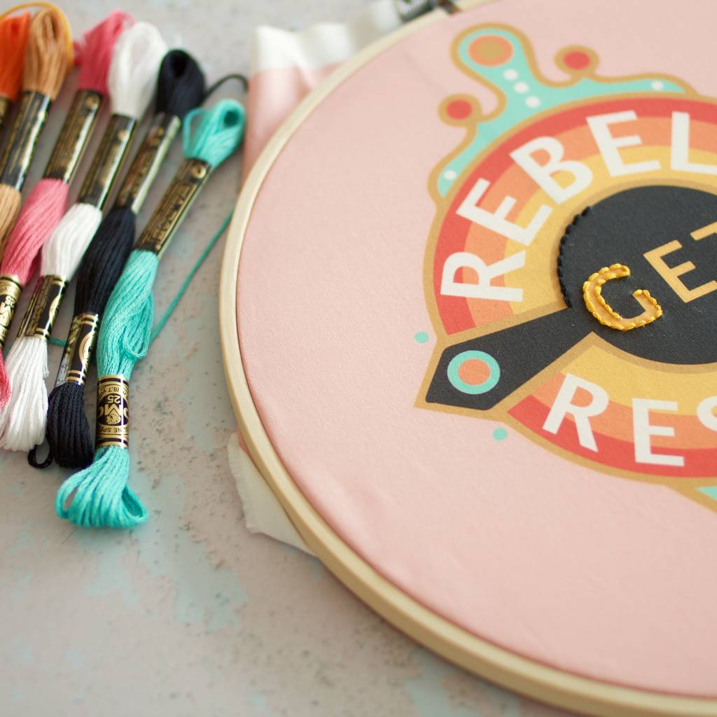 Rebels Get Results Embroidery Hoop Kit By Cotton Clara
