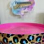 Pink Leopard Print Round Wooden Side Table With Drawer, thumbnail 8 of 10