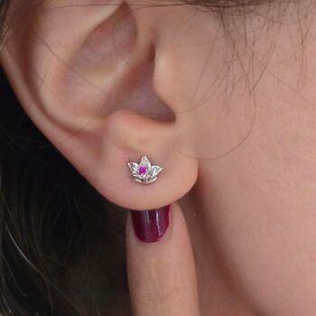 Ruby July Larkspur Sterling Silver Stud Earrings, 5 of 5