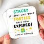 Personalised 50th Birthday Mug 'Forties Have Expired', thumbnail 2 of 2