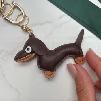 Dachshund Keyring With Braided Strap – Cute Sausage Dog Lover Stocking Filler Two Colour Options, 3 of 9