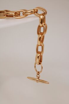 18ct Gold Plated Mini T Bar Chain Bracelet, 7 of 9