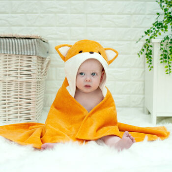 Personalised Freddie Fox Cub Baby Towel, 6 of 6