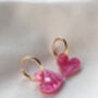 ‘Forever’ Heart Acrylic 18k Gold Plated Hoop Earrings, thumbnail 3 of 3