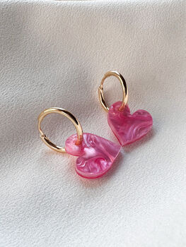 ‘Forever’ Heart Acrylic 18k Gold Plated Hoop Earrings, 3 of 3