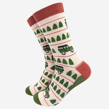 Men's Striped Off Road Vehicle Bamboo Socks, 2 of 4