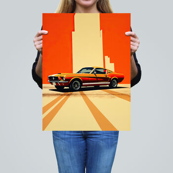 Wall Cracks Orange Sports Motor Car Wall Art Print, 2 of 6