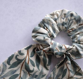 William Morris Bow Scarf Scrunchie In Willow Print, 7 of 7