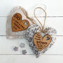 'Family Christmas Message' Oak Fabric Heart Decoration, thumbnail 4 of 9