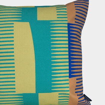Square Combed Stripe Cushion Jade / Yellow / Black, 2 of 2
