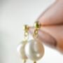 Genuine Fresh Water Pearls Drop Stud Earrings, thumbnail 5 of 12