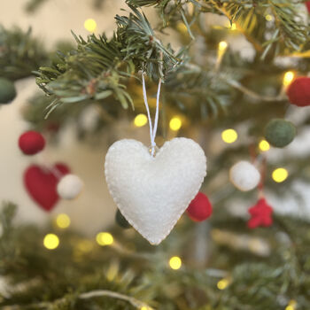 Fair Trade Beaded Felt Heart Christmas New Baby Decor, 10 of 12