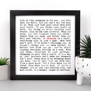 Swimming Quotes Gift Print, 2 of 9