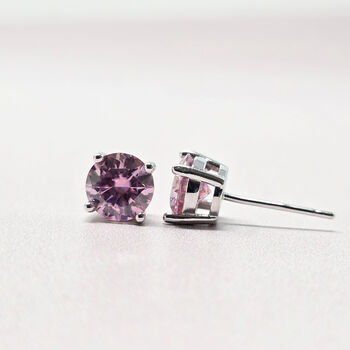 Pink Tourmaline Moissanite Crystal Silver Earrings, 4 of 6