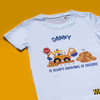 Kids Personalised Message Digger T Shirt, 2 of 5