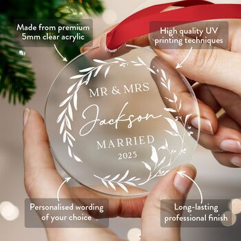 Personalised First Christmas Married Christmas Bauble, 2 of 10