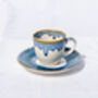 Blue Set Of Six Porcelain Espresso Cup And Saucer, thumbnail 1 of 9