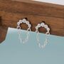 Cz Curved Bar Chained Stud Earrings In Sterling Silver, thumbnail 3 of 12
