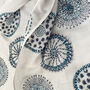 Hand Embroidered 100% Linen Scarf In Light Grey And Blue, thumbnail 4 of 5