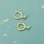 Sterling Silver Hoops With Tiny Dangling 3mm Turquoise, thumbnail 2 of 12