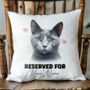 Personalised Russian Blue Cat Reserved For Cushion Cover, thumbnail 1 of 2