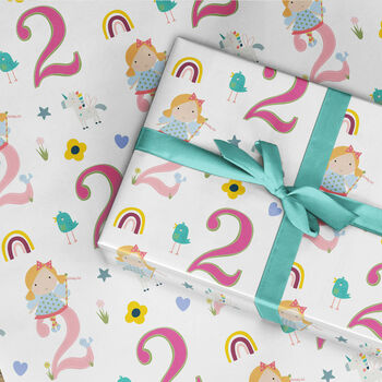 2nd Birthday Wrapping Paper Roll Baby Girls, 2 of 3