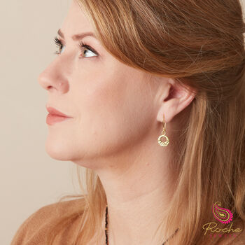 Tiny Matte Gold And Silver Detailed Circle Drop Earrings, 3 of 10