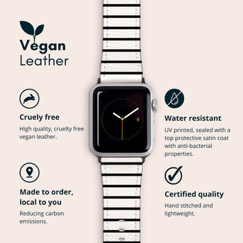 Black And White Stripes Vegan Leather Apple Watch Band, 2 of 6