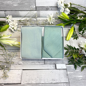 Seagrass Shantung Wedding Tie Set, 5 of 10