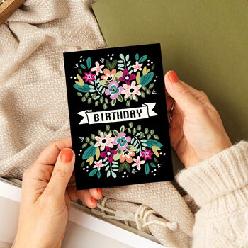 Retro Black Floral Birthday Card, 2 of 2