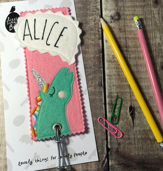 Personalised Happy Unicorn Name Bookmark For Children, 6 of 7