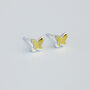 Sterling Silver And Gold Tiny Butterfly Stud Earrings, thumbnail 1 of 5
