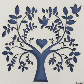 Personalised Paper Cut Tree With Doves, 4 of 5