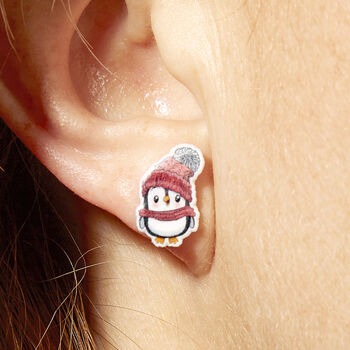 Festive Penguin Resin Christmas Earrings, 4 of 6