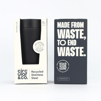 Circular And Co Travel Mug Made From Recycled Stainless Steel 12oz Ink Black, 2 of 8