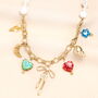 Stainless Steel Vintage Charm And Pearl Chunky Necklace In Gold Plating, thumbnail 1 of 2