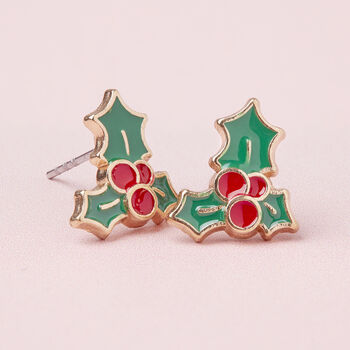 Bows And Lights Gold Plated Christmas Earring Set, 5 of 7